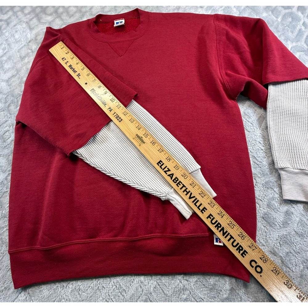 Vtg Russell Athletic Short Sleeve Crewneck Sweatshirt Thermal Long John Sleeve - Picture 10 of 16